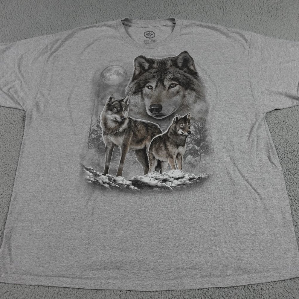 DOM Wolf Mountain Graphic T Shirt Mens 3 Extra Large XXXL Short Sleeve Crew Neck